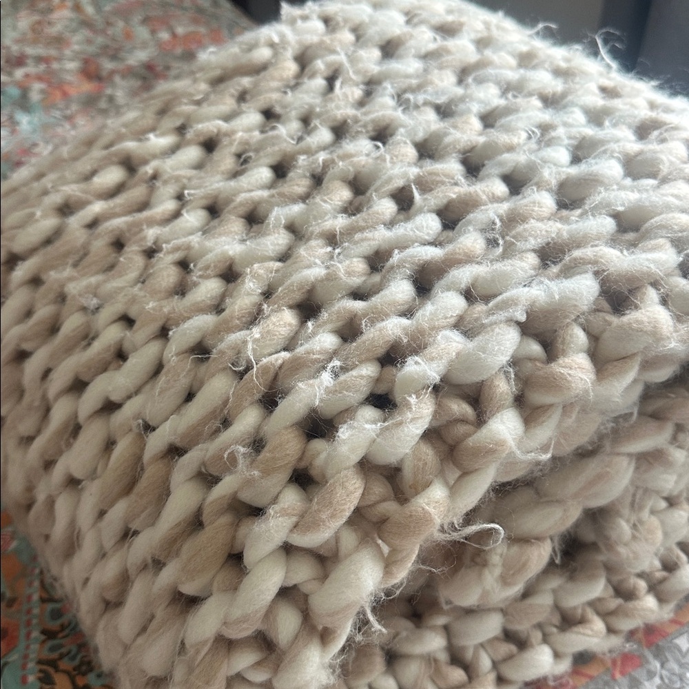 Pottery Barn Soft Knit Throw in Cream and Beige